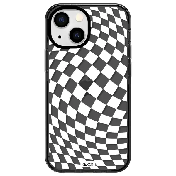 Wavy Checkered Apple iPhone 15 impact Smoke Black Case