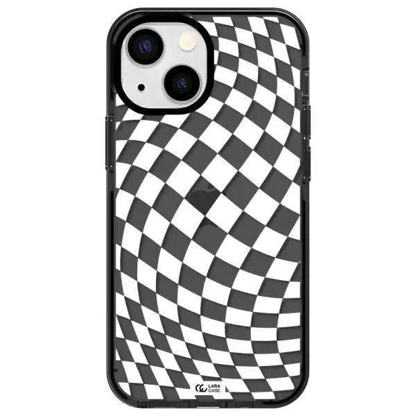 Wavy Checkered Apple iPhone 15 Plus impact Smoke Black Case