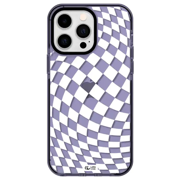 Wavy Checkered Apple iPhone 15 Pro impact Lilac Case