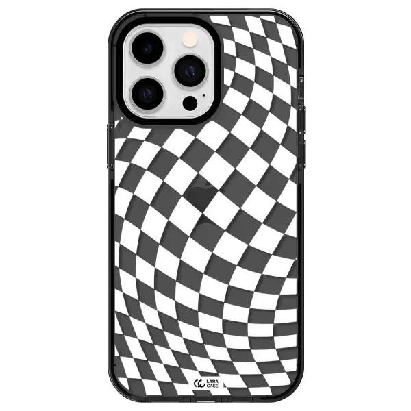 Wavy Checkered Apple iPhone 15 Pro impact Smoke Black Case