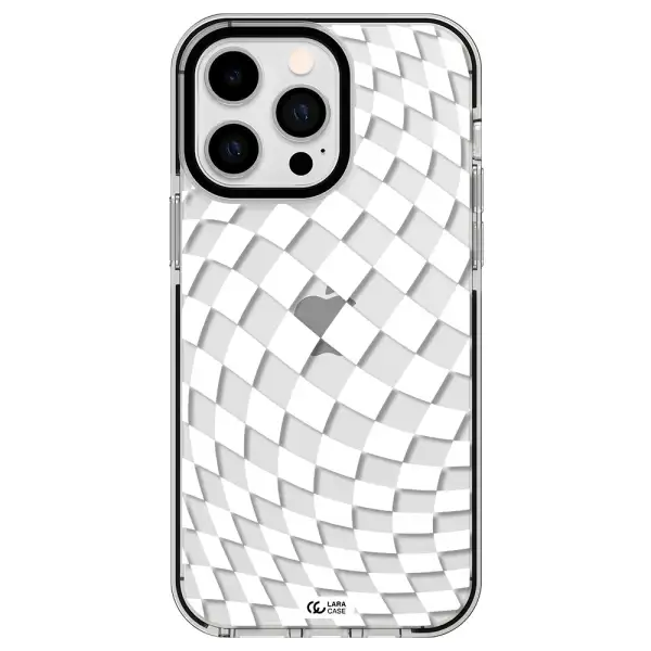 Wavy Checkered Apple iPhone 15 Pro Max impact black border Case