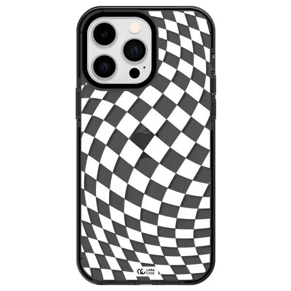 Wavy Checkered Apple iPhone 15 Pro Max impact Smoke Black Case
