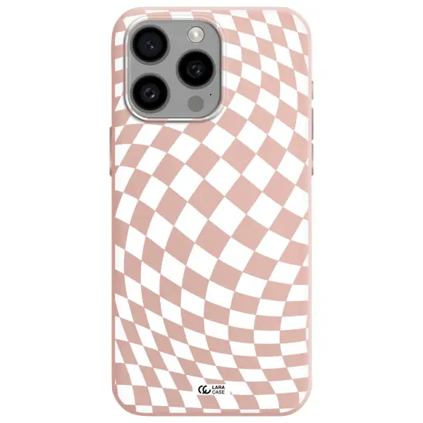 Wavy Checkered Apple Iphone 15 Pro max Silicone pastel pink Case