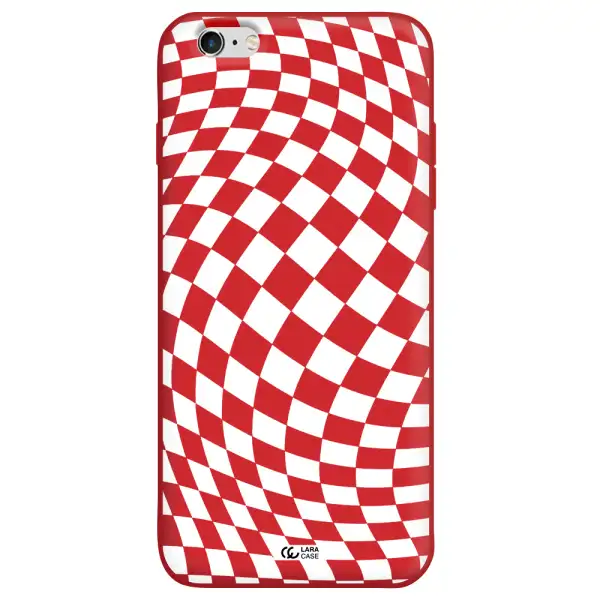 Wavy Checkered Apple iPhone 6 plus Silicone Imperial Red Case