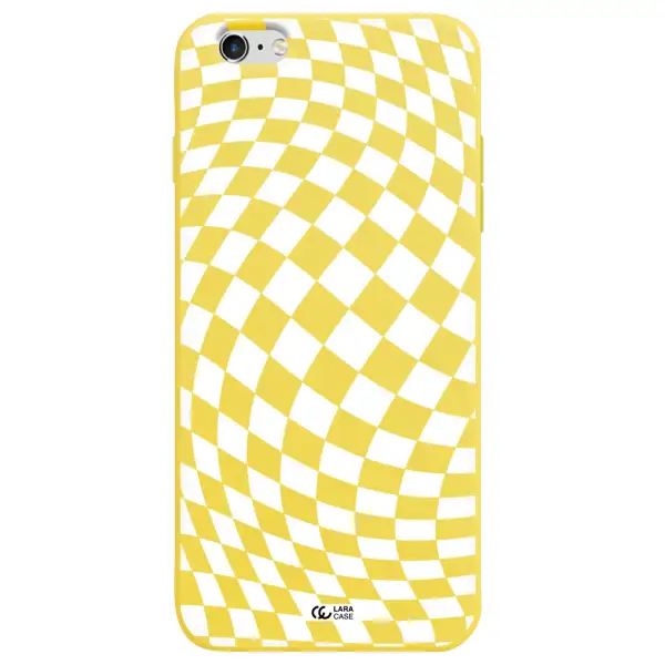 Wavy Checkered Apple iPhone 6 s plus Silicone canary yellow Case