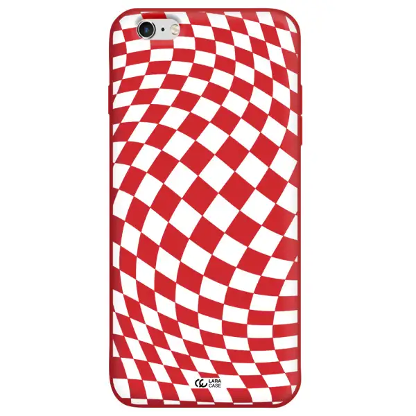 Wavy Checkered Apple iPhone 6 s plus Silicone Imperial Red Case