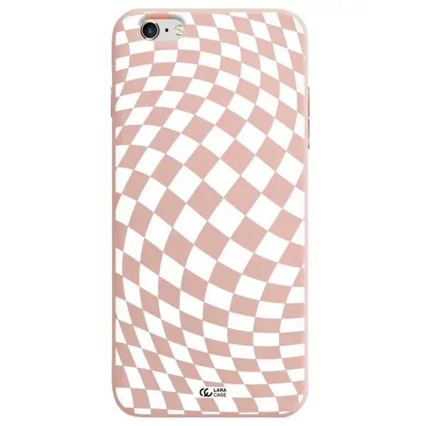 Wavy Checkered Apple iPhone 6 s plus Silicone pastel pink Case
