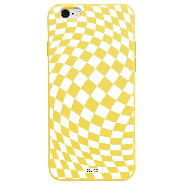 Wavy Checkered Apple iPhone 6 Silicone canary yellow Case