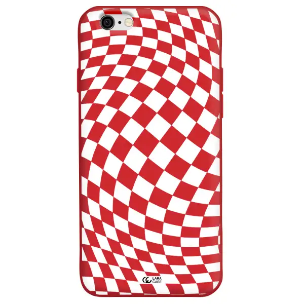 Wavy Checkered Apple iPhone 6 Silicone Imperial Red Case