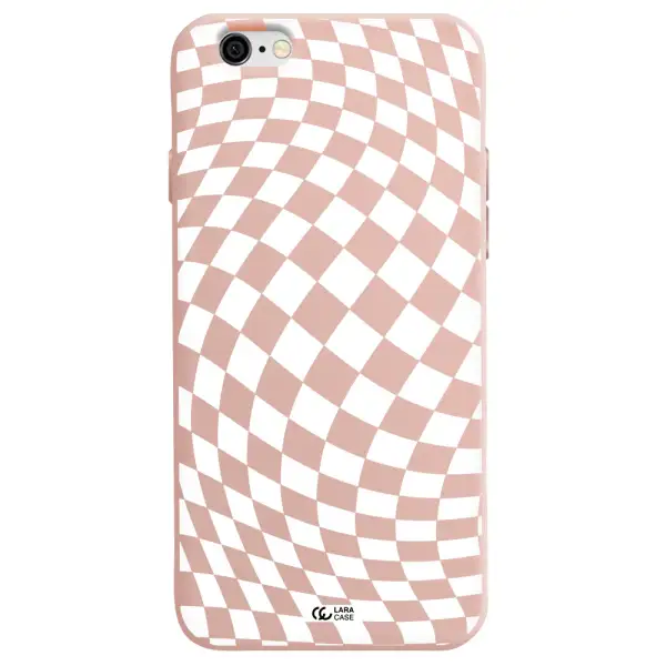 Wavy Checkered Apple iPhone 6 Silicone pastel pink Case