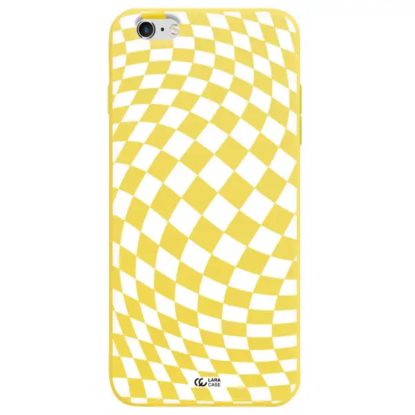 Wavy Checkered Apple iPhone 6S Silicone canary yellow Case