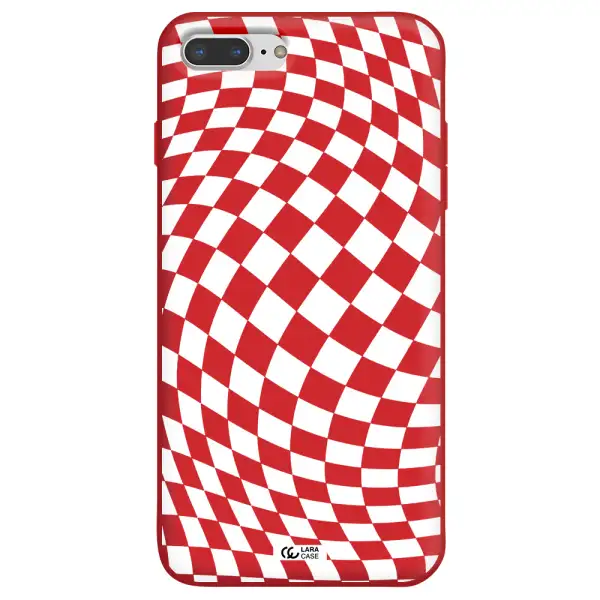 Wavy Checkered Apple iPhone 7 plus Silicone Imperial Red Case