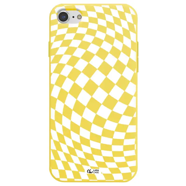 Wavy Checkered Apple iPhone 7 Silicone canary yellow Case