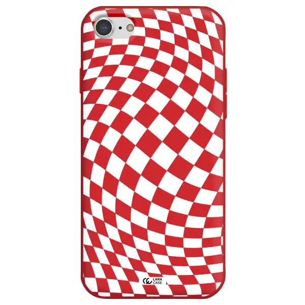 Wavy Checkered Apple iPhone 7 Silicone Imperial Red Case