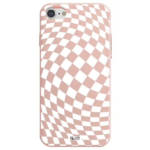 Wavy Checkered Apple iPhone 7 Silicone pastel pink Case