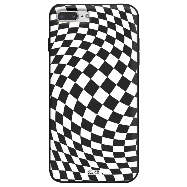 Wavy Checkered Apple iPhone 8 plus Silicone black Case