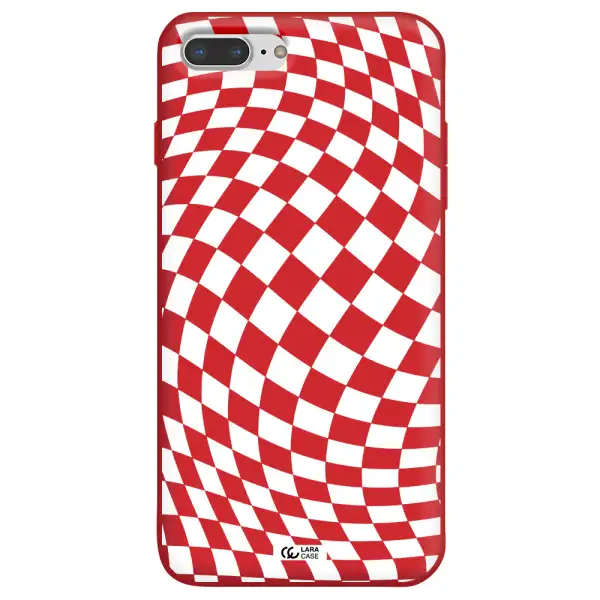 Wavy Checkered Apple iPhone 8 plus Silicone Imperial Red Case