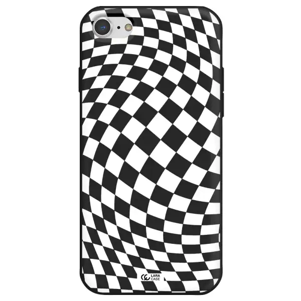 Wavy Checkered Apple iPhone 8 Silicone black Case