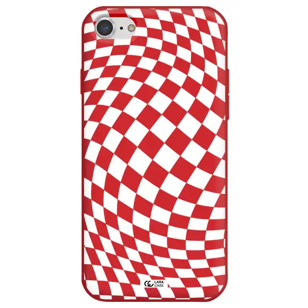 Wavy Checkered Apple iPhone 8 Silicone Imperial Red Case