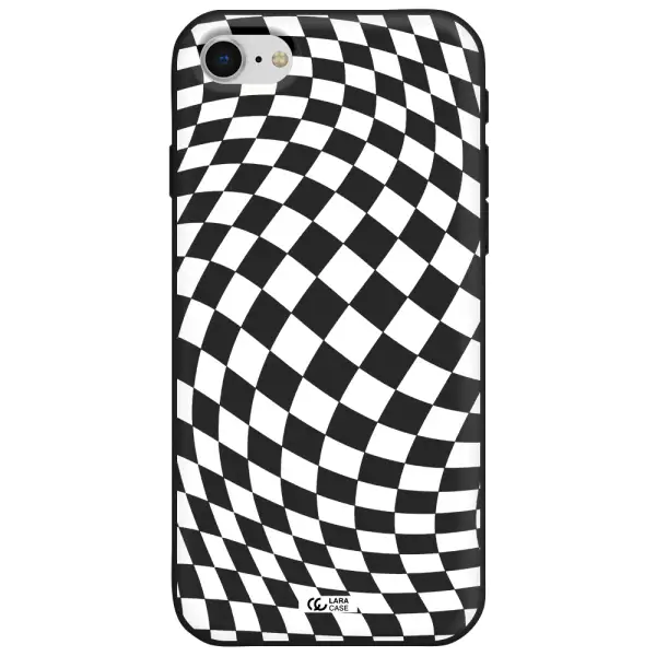 Wavy Checkered Apple iPhone se 2020 Silicone black Case