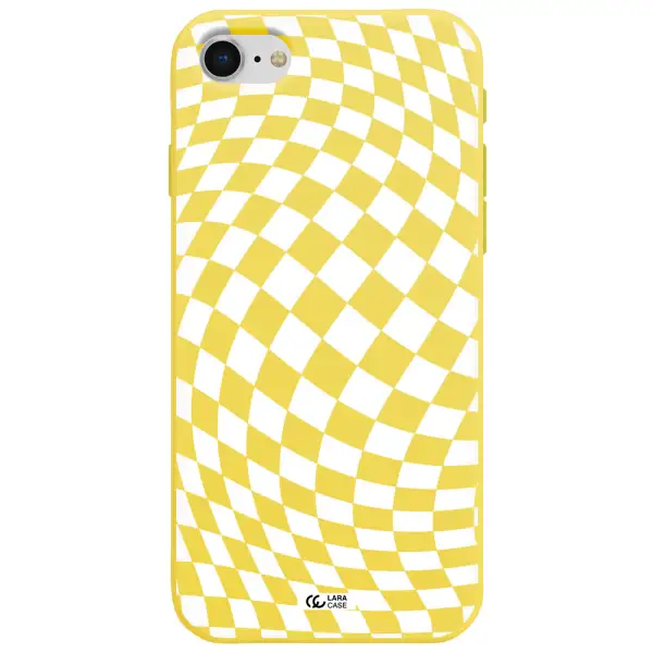 Wavy Checkered Apple iPhone se 2020 Silicone canary yellow Case