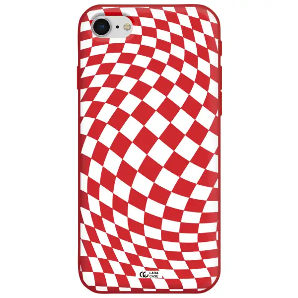 Wavy Checkered Apple iPhone se 2020 Silicone Imperial Red Case