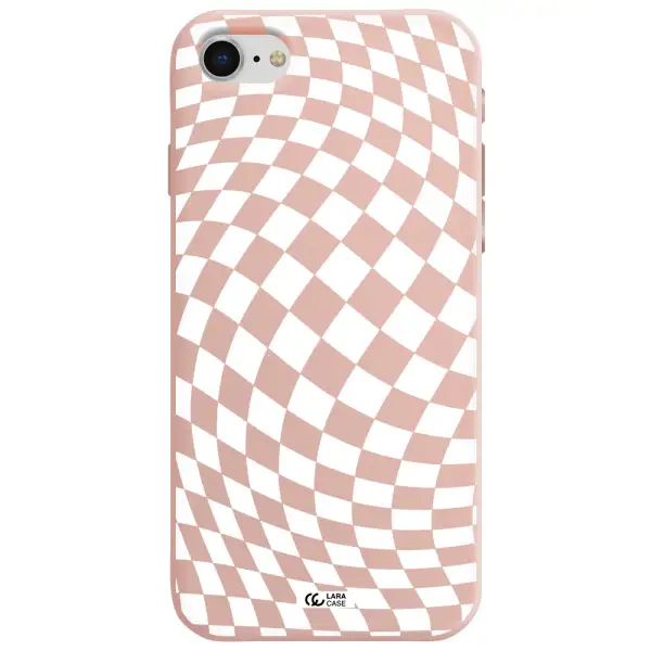 Wavy Checkered Apple iPhone se 2020 Silicone pastel pink Case