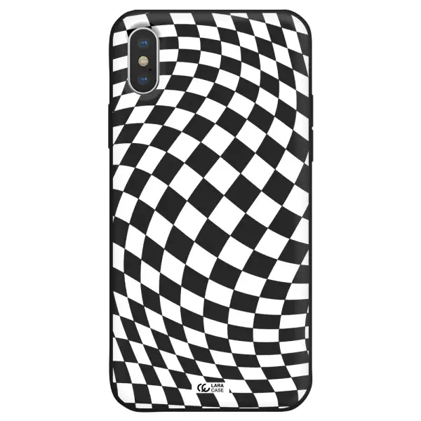 Wavy Checkered Apple iPhone X Silicone black Case