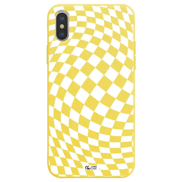 Wavy Checkered Apple iPhone X Silicone canary yellow Case