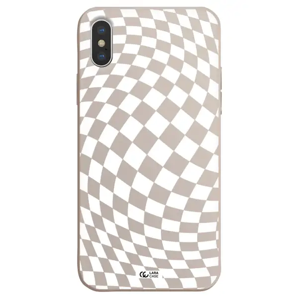 Wavy Checkered Apple iPhone X Silicone Stone Case