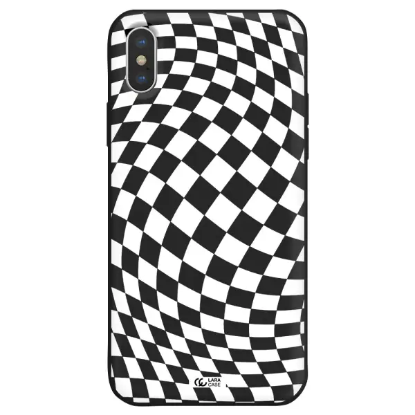 Wavy Checkered Apple iPhone XS Silicone black Case