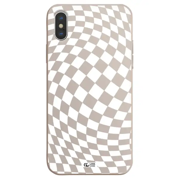 Wavy Checkered Apple iPhone XS Silicone Stone Case