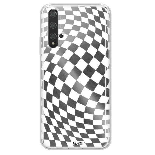Wavy Checkered Huawei Nova 5t Clear TPU Case