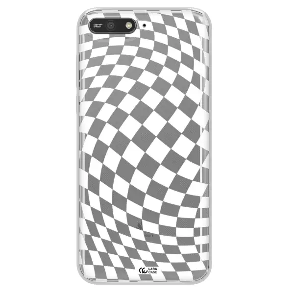 Wavy Checkered Huawei Y6 2018 Clear TPU Case