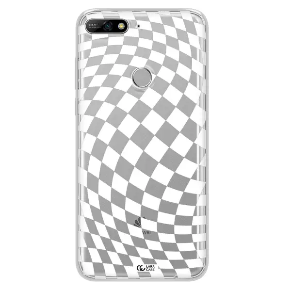 Wavy Checkered Huawei Y7 2018 Clear TPU Case