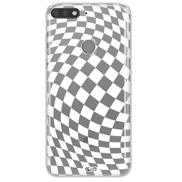 Wavy Checkered Huawei Y7 Prime 2018 Clear TPU Case