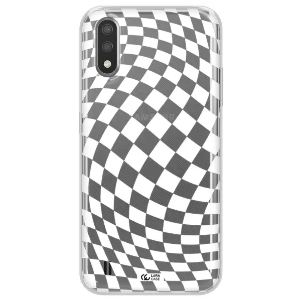 Wavy Checkered Samsung A01 Clear TPU Case