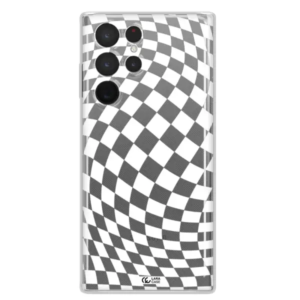Wavy Checkered Samsung S 22 Ultra Clear TPU Case