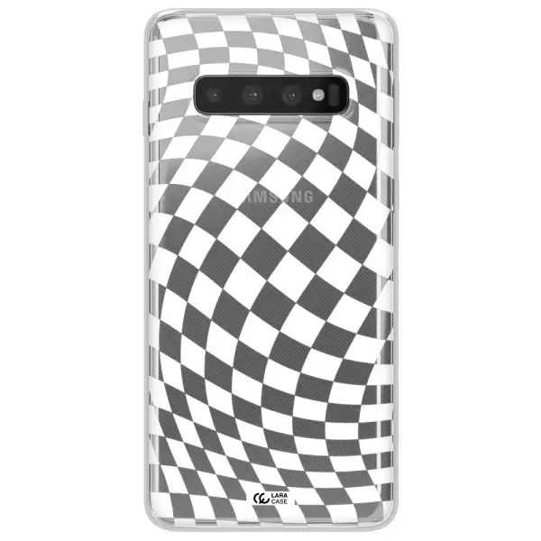 Wavy Checkered Samsung S10 Plus Clear TPU Case