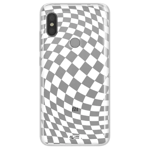 Wavy Checkered Xiaomi Redmi Note 6 Pro Clear TPU Case