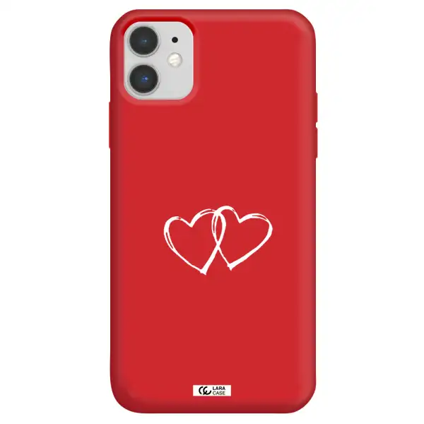 Heart Couple Apple iPhone 11 Silicone Imperial Red Case