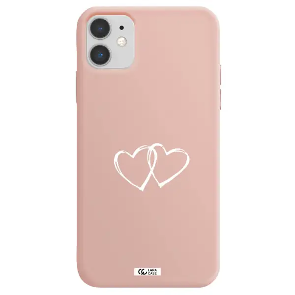 Heart Couple Apple iPhone 11 Silicone pastel pink Case