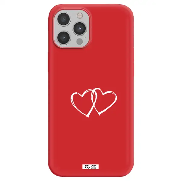 Heart Couple Apple iPhone 12 pro max Silicone Imperial Red Case