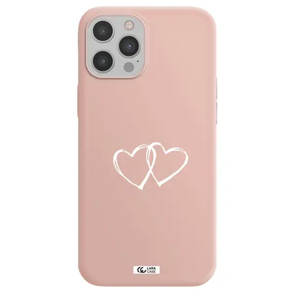 Heart Couple Apple iPhone 12 pro Silicone pastel pink Case