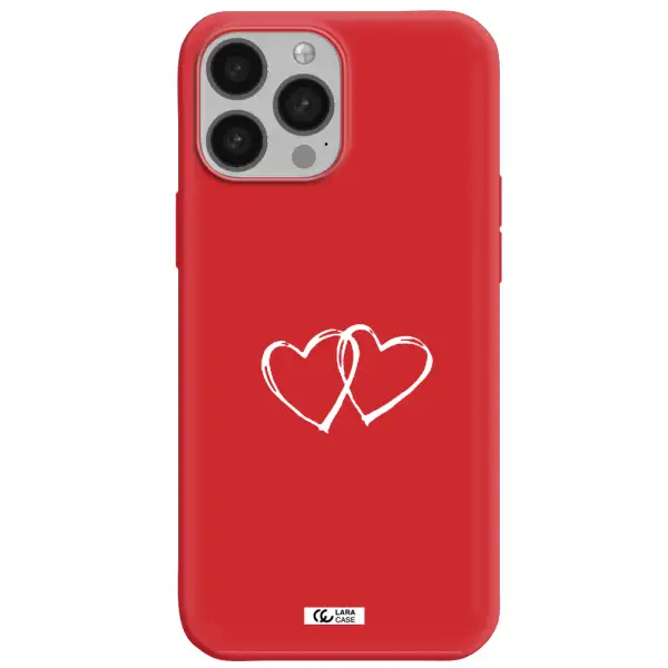 Heart Couple Apple iPhone 13 Pro Max Silicone Imperial Red Case