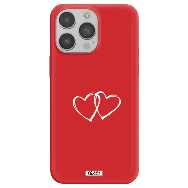 Heart Couple Apple iPhone 14 pro Silicone Imperial Red Case