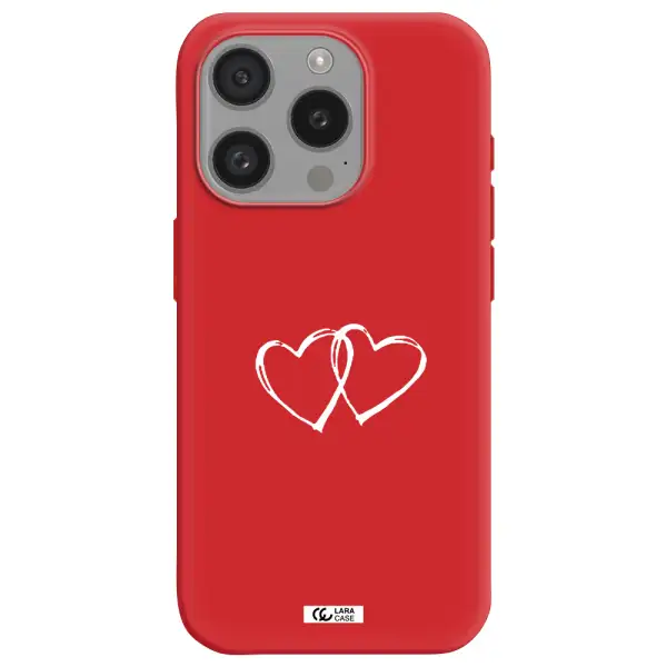 Heart Couple Apple Iphone 15 Pro Silicone Imperial Red Case