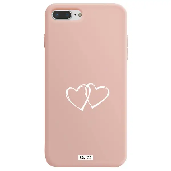 Heart Couple Apple iPhone 7 plus Silicone pastel pink Case