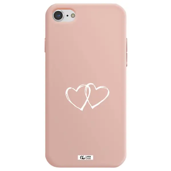Heart Couple Apple iPhone 7 Silicone pastel pink Case