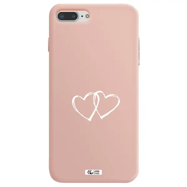 Heart Couple Apple iPhone 8 plus Silicone pastel pink Case